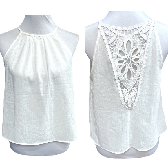 Zara Tops - Zara Floral Lace Back Tank Top White Size XSmall